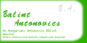 balint antonovics business card